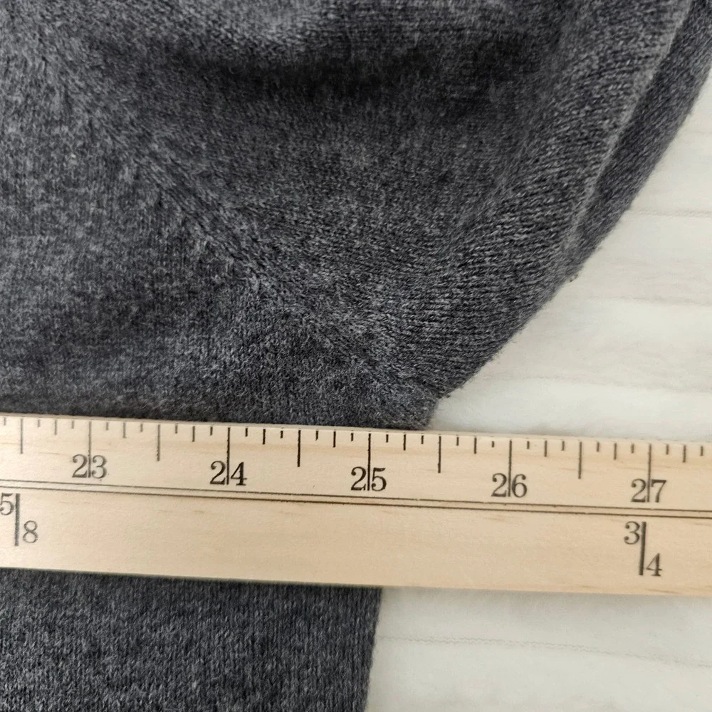 George Mens Cotton Cashmere V-Neck Sweater L Charcoal Grey Classic Minimalist